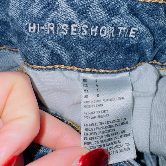 American Eagle Super Stretch Women's Size 4 Medium Wash High Rise Shortie Shorts - Picture 6 of 6